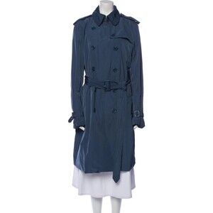Norma Kamali Cobalt Navy Blue Soft Jersey Knit Double‎ Breasted Trench Size XS